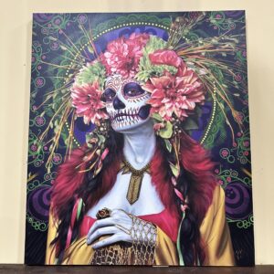 Dia de los muertos pintura con flores.